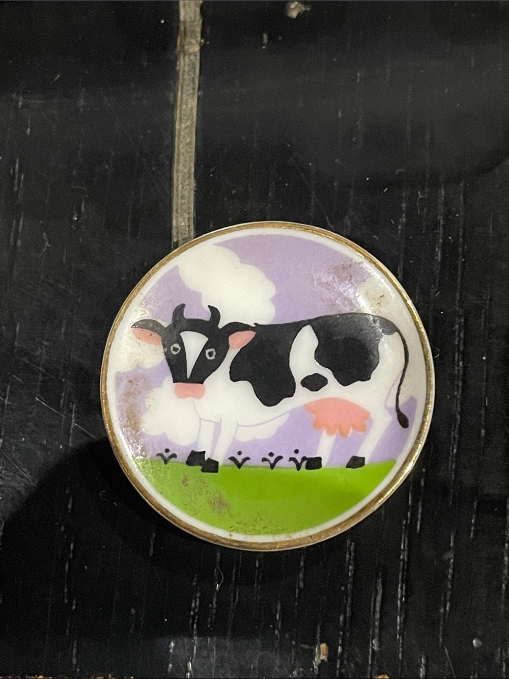 Mini cow plate for trinket box or display.